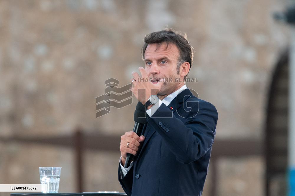 Macron Speaks At Fort St Jean - Marseille
