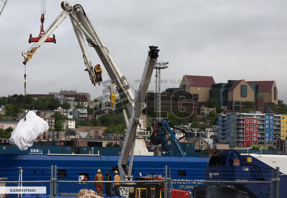 Debris of The Titan Sub Unloaded From Horizon Arctic - Canada