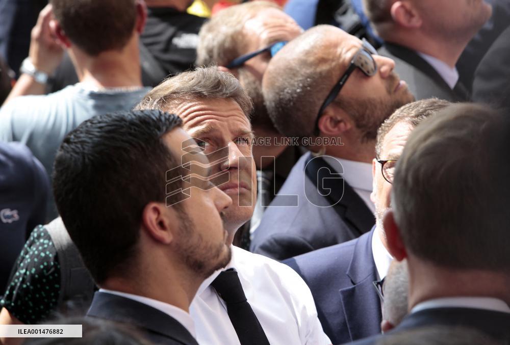 President Macron Visits The Benza District - Marseille