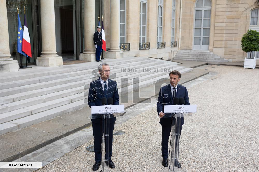 Emmanuel Macron meets with Jens Stoltenberg - Paris