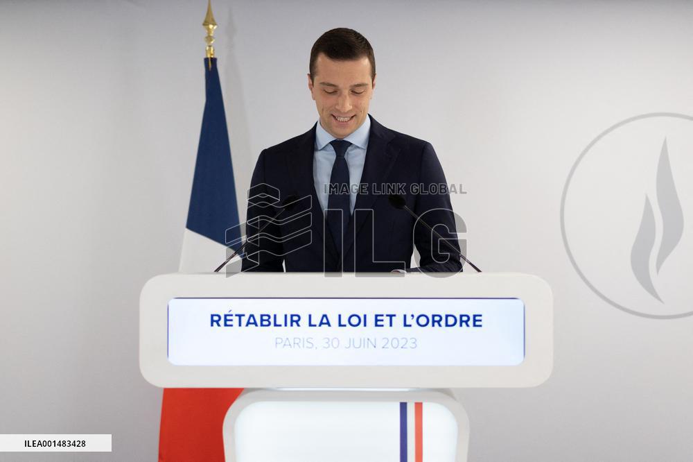 Jordan Bardella gives a press conference - Paris