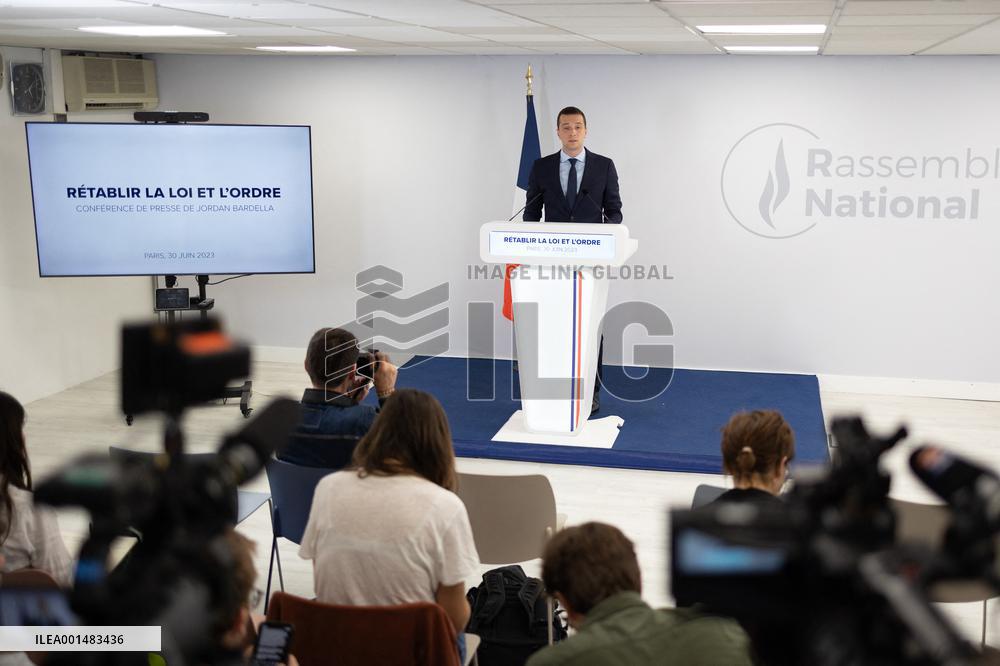 Jordan Bardella gives a press conference - Paris
