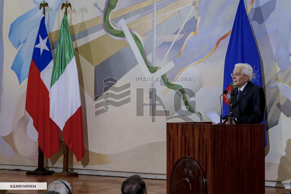 President of Italy Sergio Mattarella gives a keynote talk at the