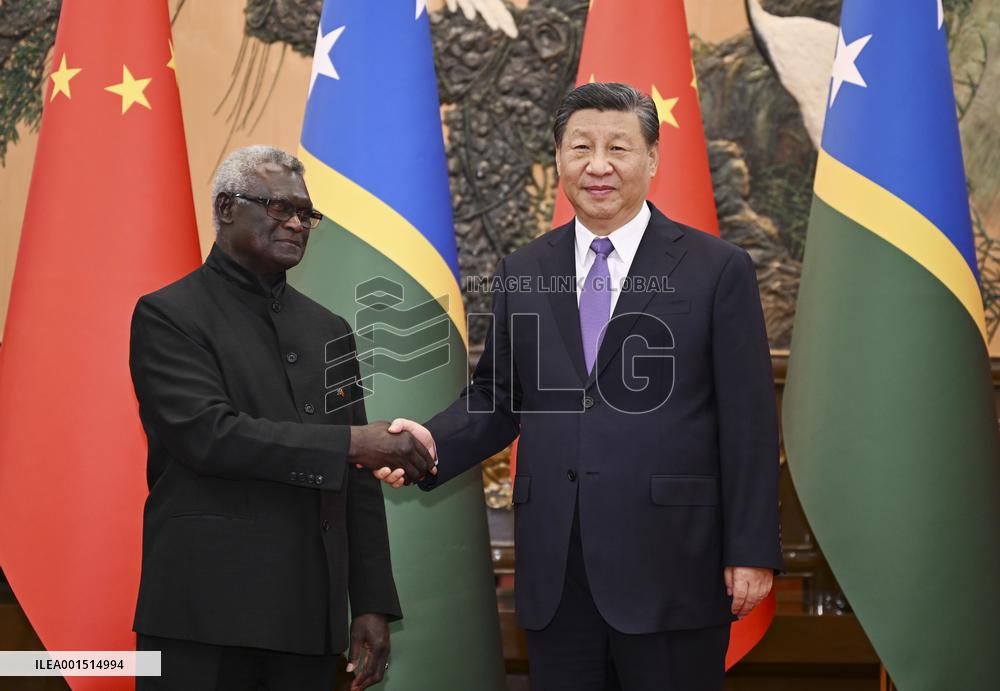 CHINA-BEIJING-XI JINPING-SOLOMON ISLANDS-PM-MEETING (CN)