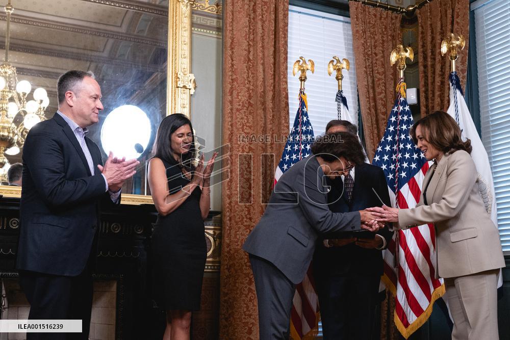 VP Harris Swears In Geeta Rao Gupta - Washington