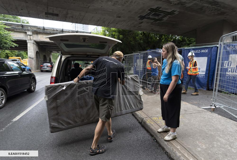 Eviction Of Homeless Encampment Under The Expressway - Montreal