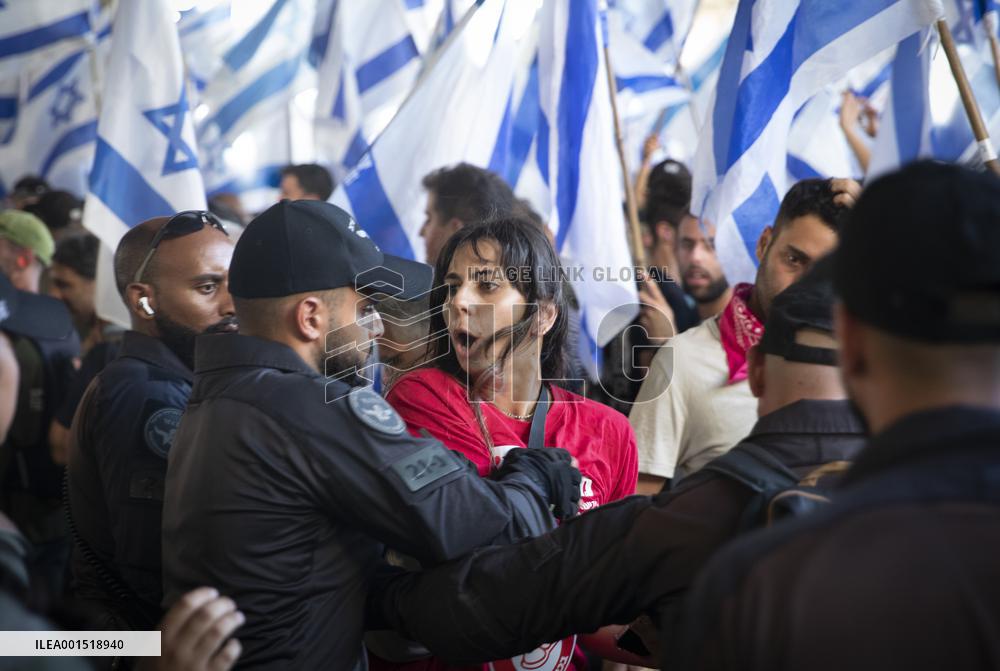 ISRAEL-BEN GURION AIRPORT-JUDICIAL OVERHAUL-PROTEST