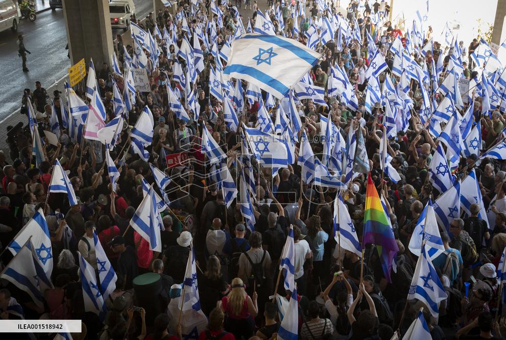 ISRAEL-BEN GURION AIRPORT-JUDICIAL OVERHAUL-PROTEST