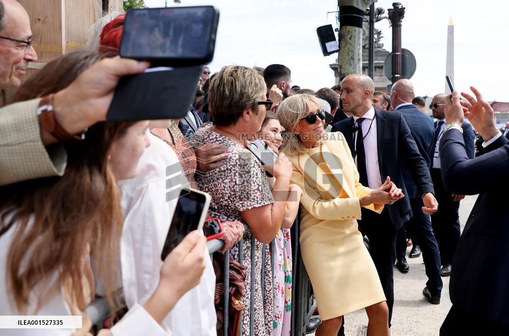 Macron's Walkabout at the End of Bastille Day Parade - Paris