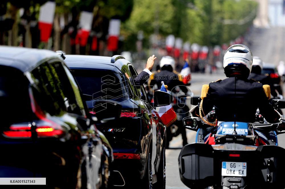 Macron's Walkabout at the End of Bastille Day Parade - Paris