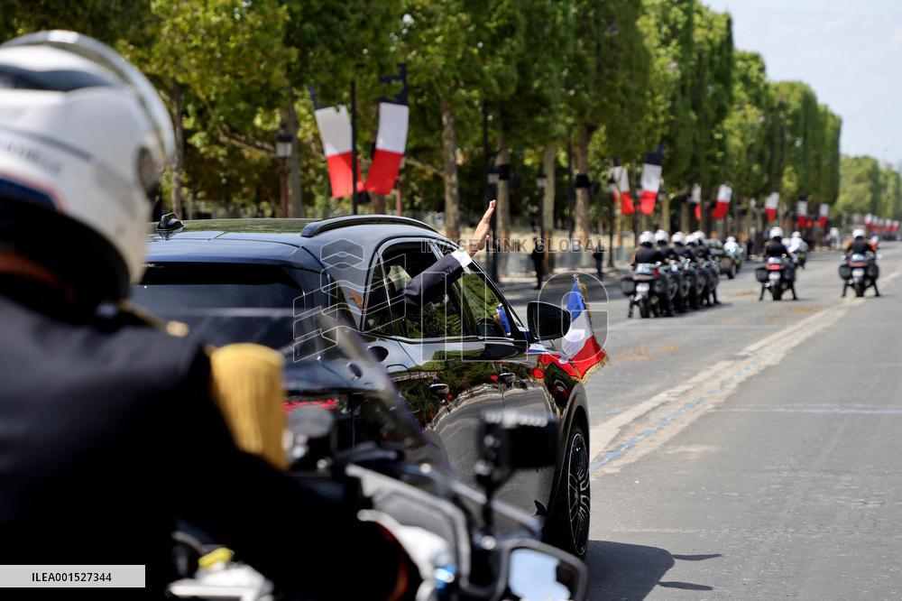 Macron's Walkabout at the End of Bastille Day Parade - Paris