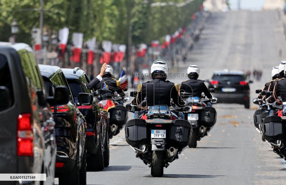 Macron's Walkabout at the End of Bastille Day Parade - Paris