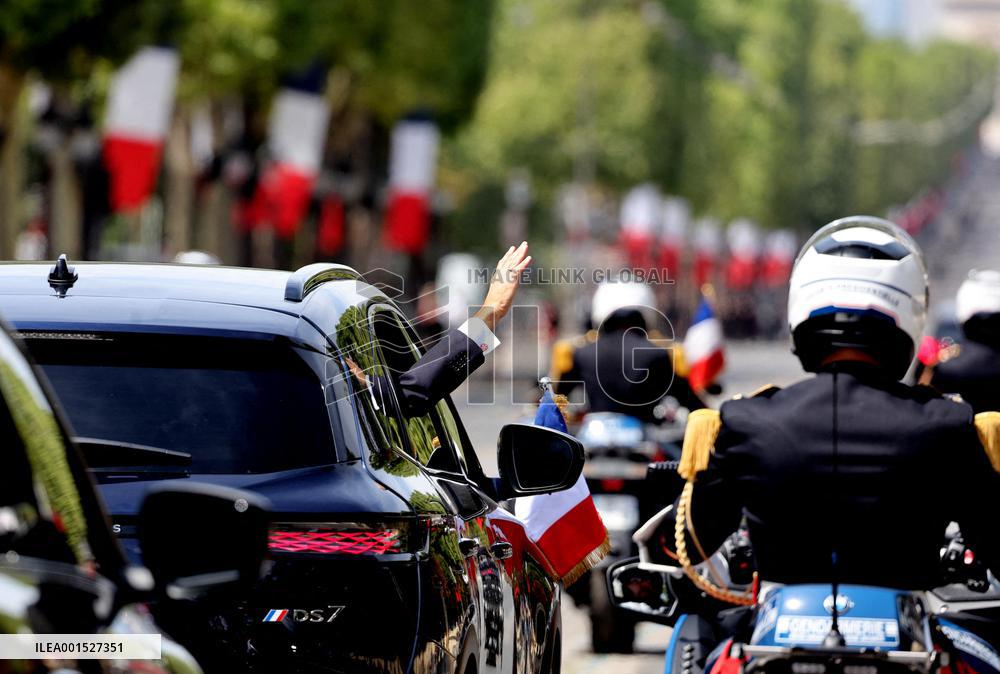 Macron's Walkabout at the End of Bastille Day Parade - Paris