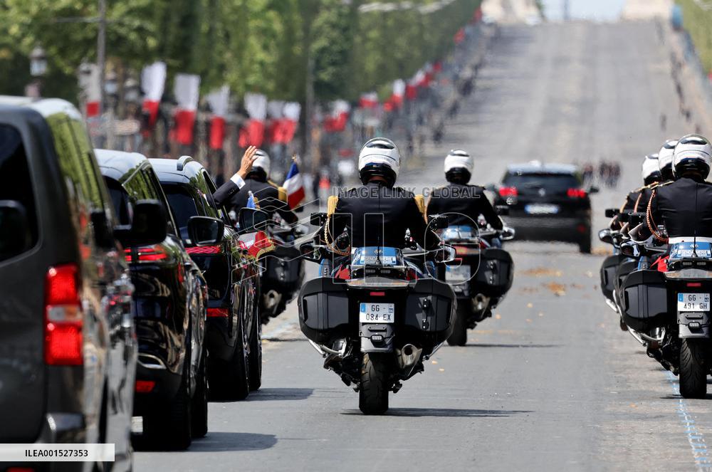 Macron's Walkabout at the End of Bastille Day Parade - Paris