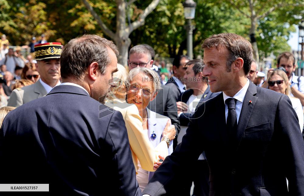Macron's Walkabout at the End of Bastille Day Parade - Paris