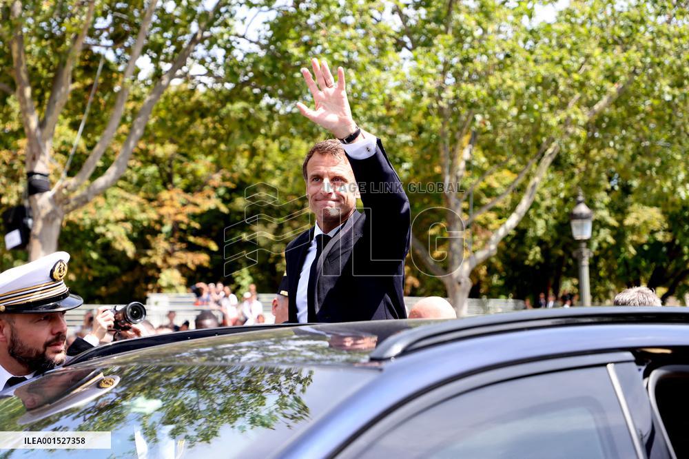 Macron's Walkabout at the End of Bastille Day Parade - Paris