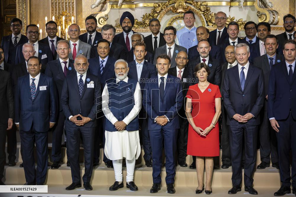 Macron and Modi At Ministry of Foreign Affairs - Paris