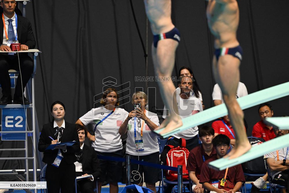 (SP)JAPAN-FUKUOKA-WORLD AQUATICS CHAMPIONSHIPS-DIVING-MEN-3M SYNCHRONISED-FINAL