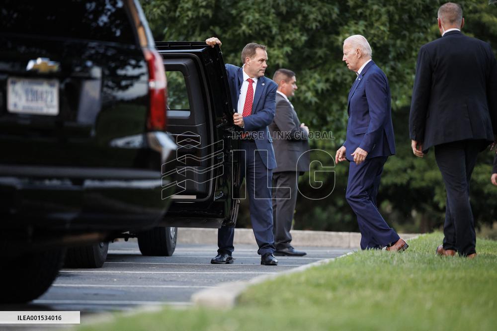 Bidens Arrive In Washington After Camp David Travel