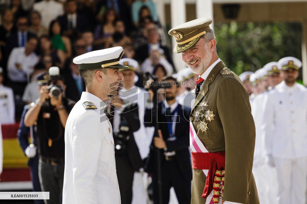 King Felipe Attends Presentation Of The New Officers At The Central Defense Academy