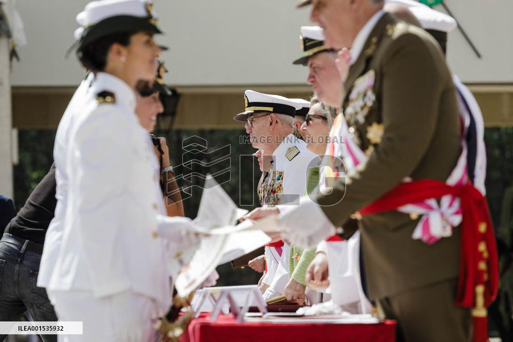 King Felipe Attends Presentation Of The New Officers At The Central Defense Academy