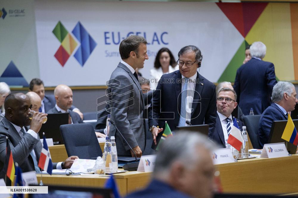 Macron Attends EU-CELAC Summit - Brussels