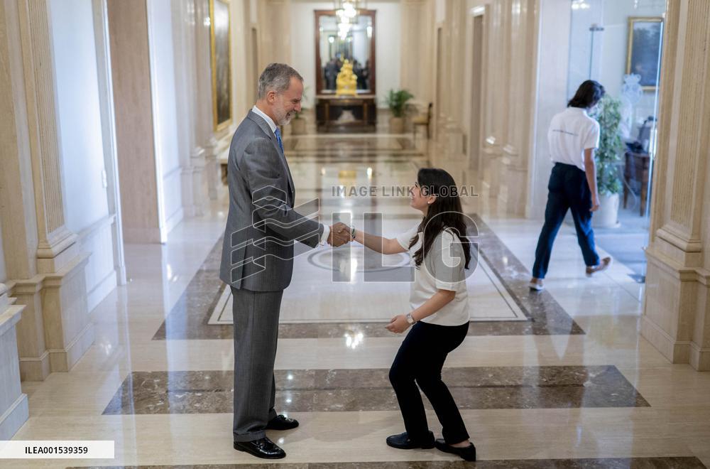King Receives The Participants Of The 28th UFV Becas Europa Program - Madrid
