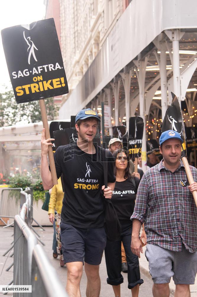 SAG-AFTRA Members Join The Picket Line In New York City