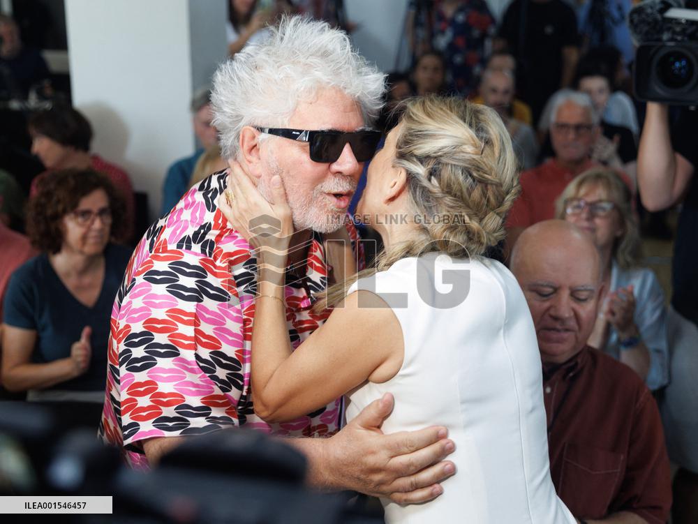 Yolanda Diaz And Pedro Almodovar Participate In A Sumar Event - Madrid