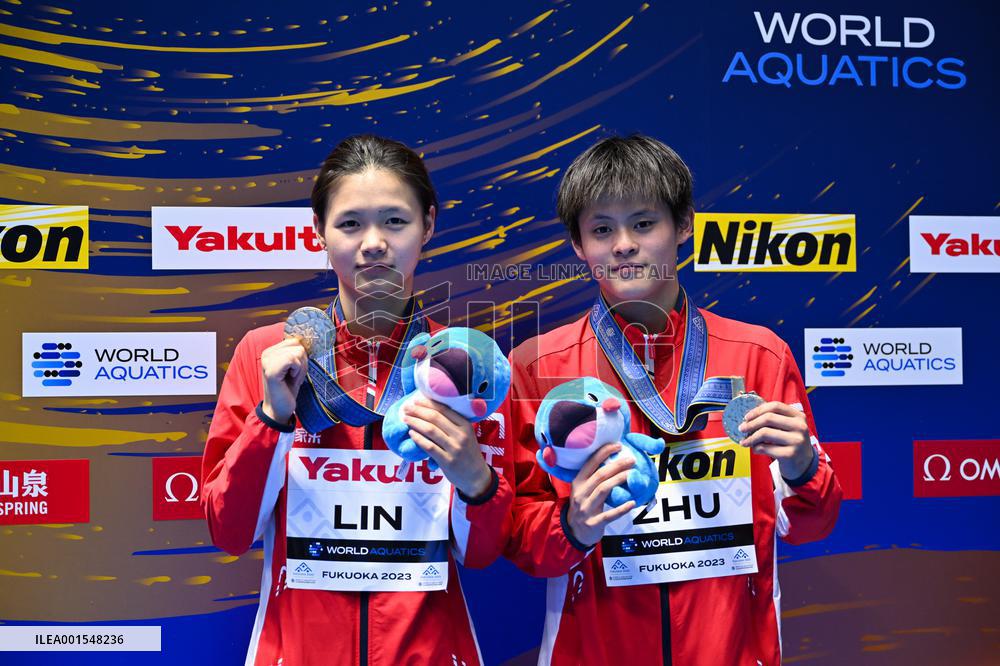(SP)JAPAN-FUKUOKA-WORLD AQUATICS CHAMPIONSHIPS-DIVING-MIXED 3M SYNCHRONISED-FINAL