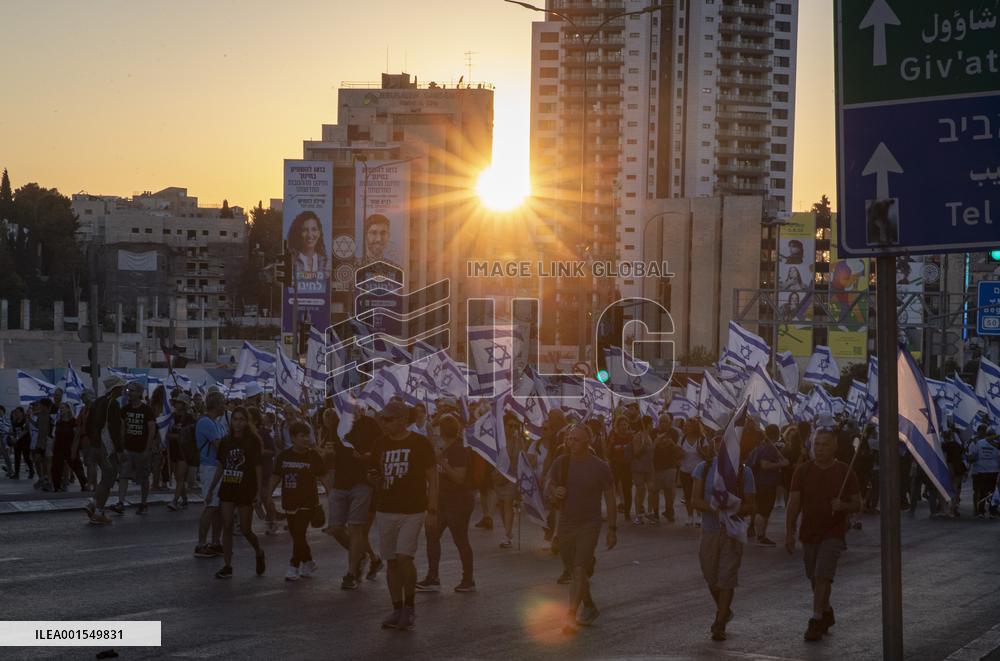 MIDEAST-JERUSALEM-MARCH AGAINST JUDICIAL OVERHAUL