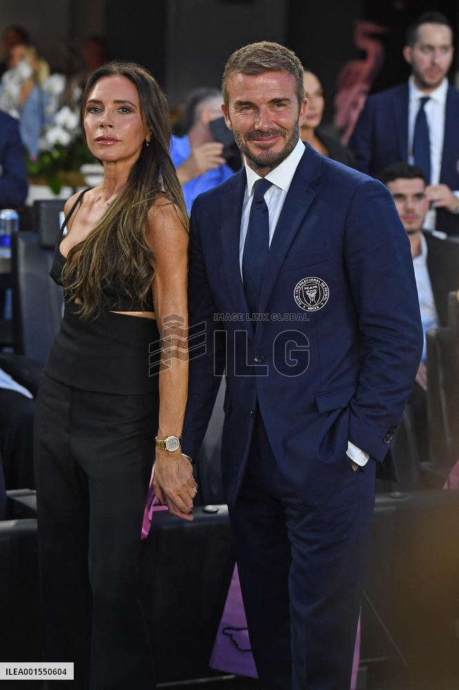 Beckham Family At Lionel Messi First Game In League’s Cup Match - Miami