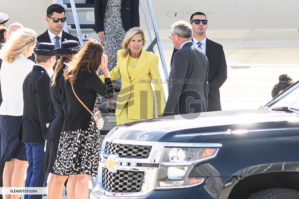 Jill Biden Touches Down At Orly Airport - Paris