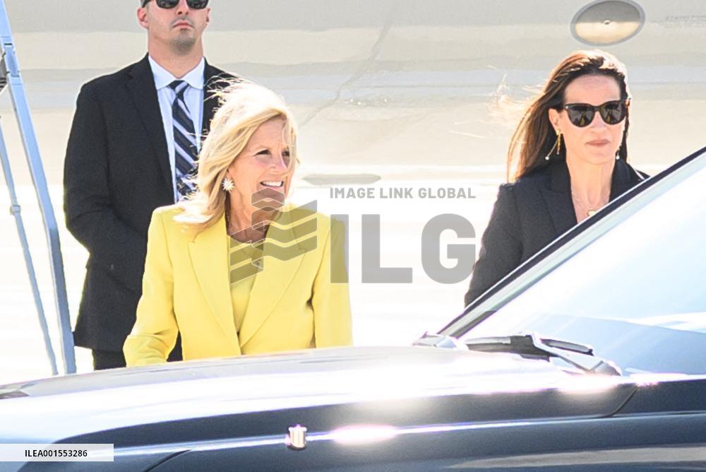 Jill Biden Touches Down At Orly Airport - Paris