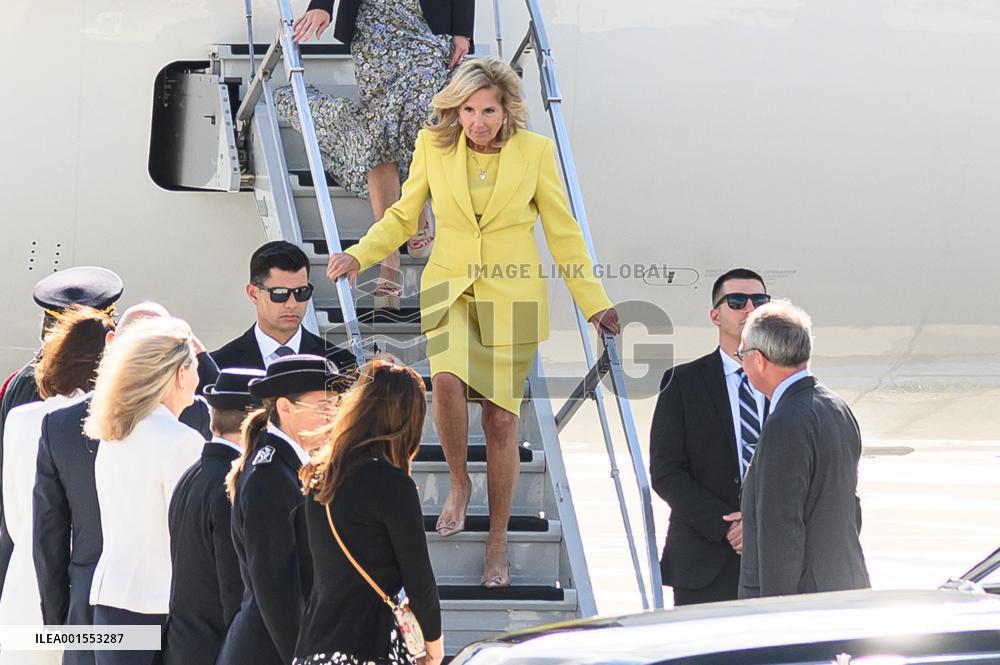 Jill Biden Touches Down At Orly Airport - Paris