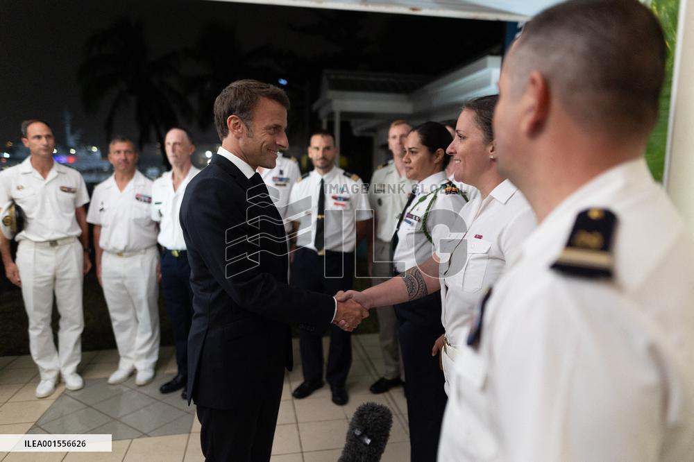 President Macron Meets With Military - Noumea