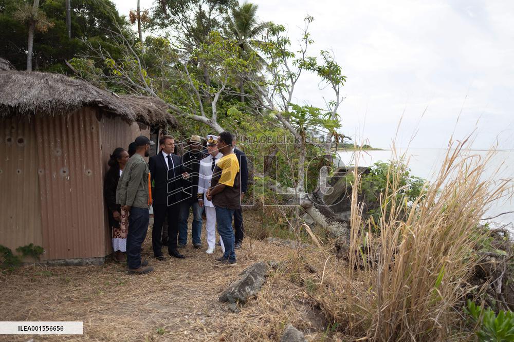 President Macron Meets With People About Climate Change Effects - New Caledonia