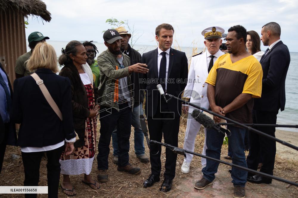 President Macron Meets With People About Climate Change Effects - New Caledonia