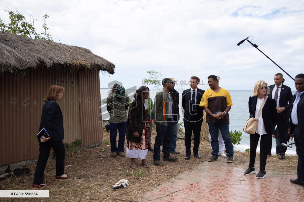 President Macron Meets With People About Climate Change Effects - New Caledonia