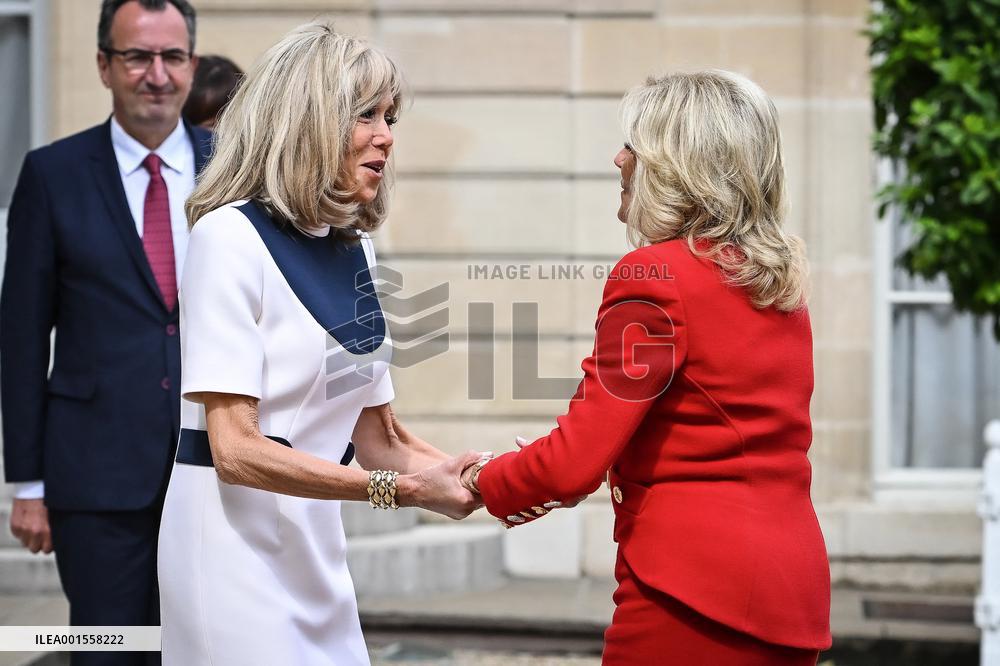 Brigitte Macron Receives Jill Biden - Paris