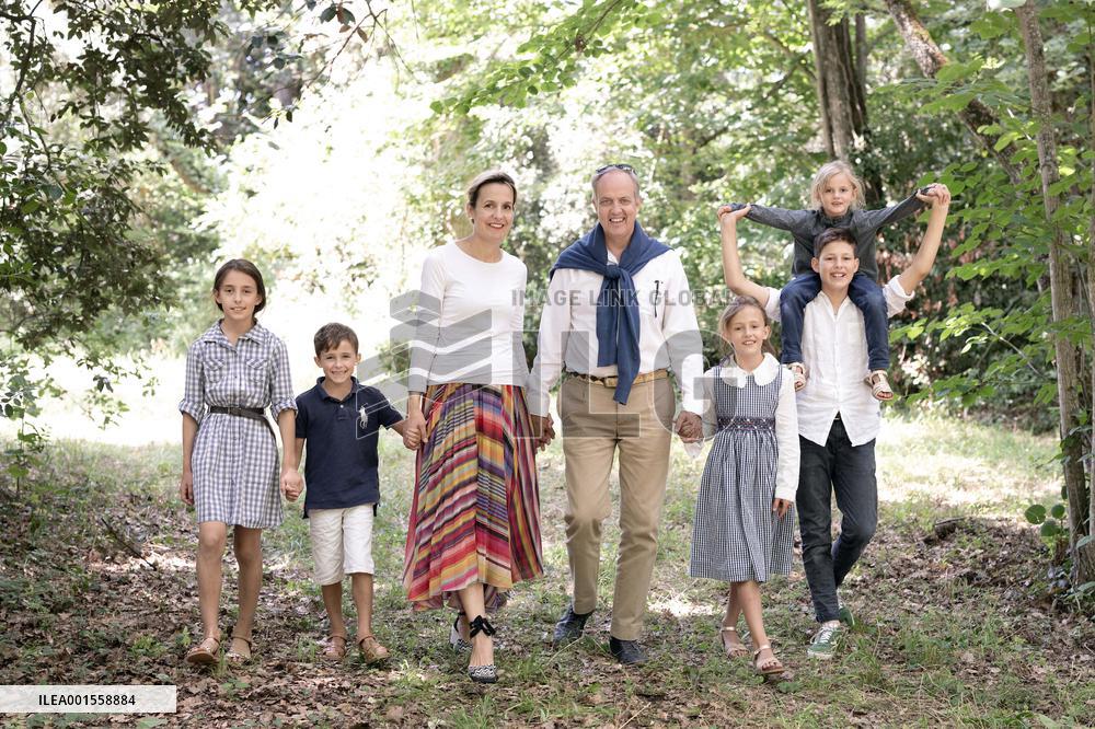 Exclusive - Prince Jean d’Orleans And Family Photo Session - France