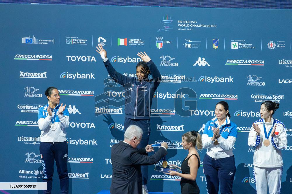 Marie Flore Candassamy Wins gold medal for Women's individual epee Podium during the FIE 2023 - Milan