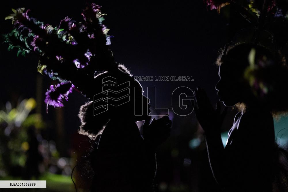 Macron at the Melanesian art Festival - Vanuatu