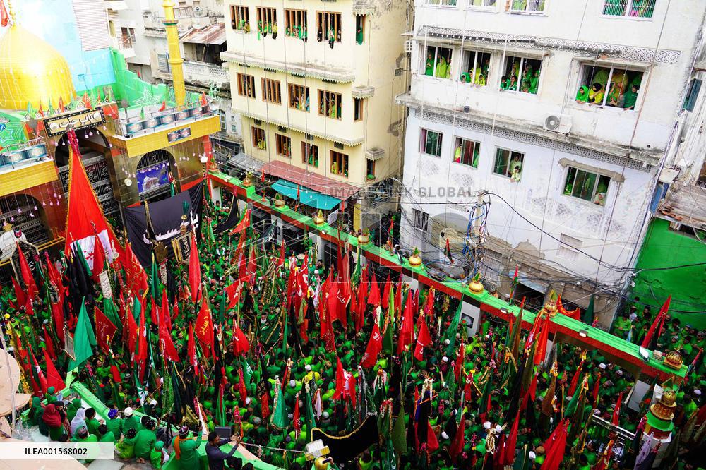 Indian Muslims Participate In A Procession In Memory Of Abbas Alamdar - Rajasthan