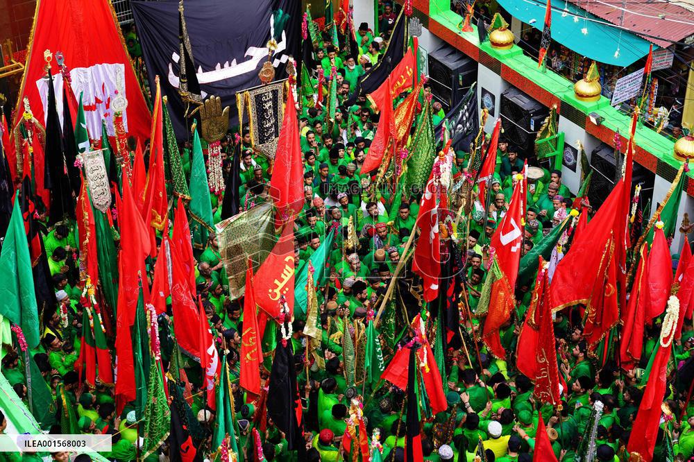 Indian Muslims Participate In A Procession In Memory Of Abbas Alamdar - Rajasthan
