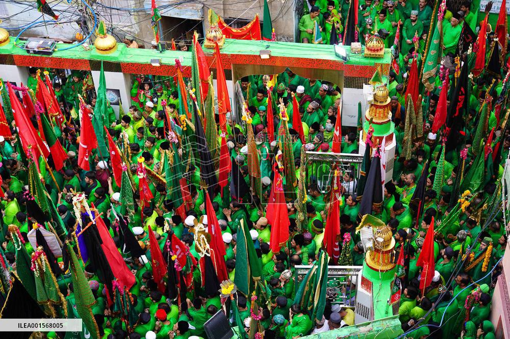 Indian Muslims Participate In A Procession In Memory Of Abbas Alamdar - Rajasthan