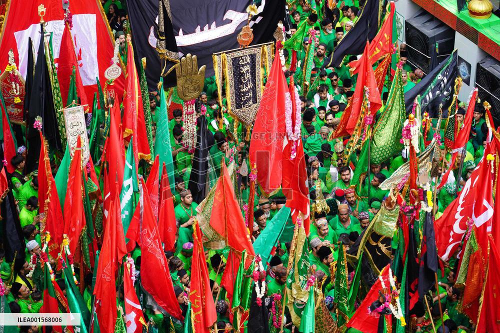 Indian Muslims Participate In A Procession In Memory Of Abbas Alamdar - Rajasthan