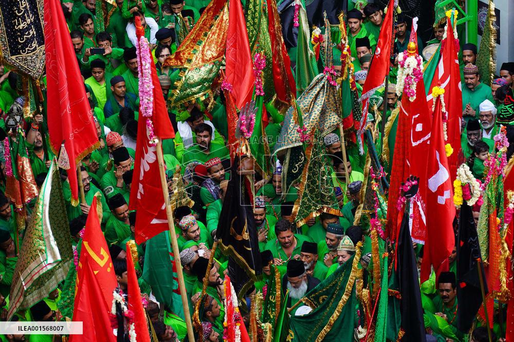 Indian Muslims Participate In A Procession In Memory Of Abbas Alamdar - Rajasthan