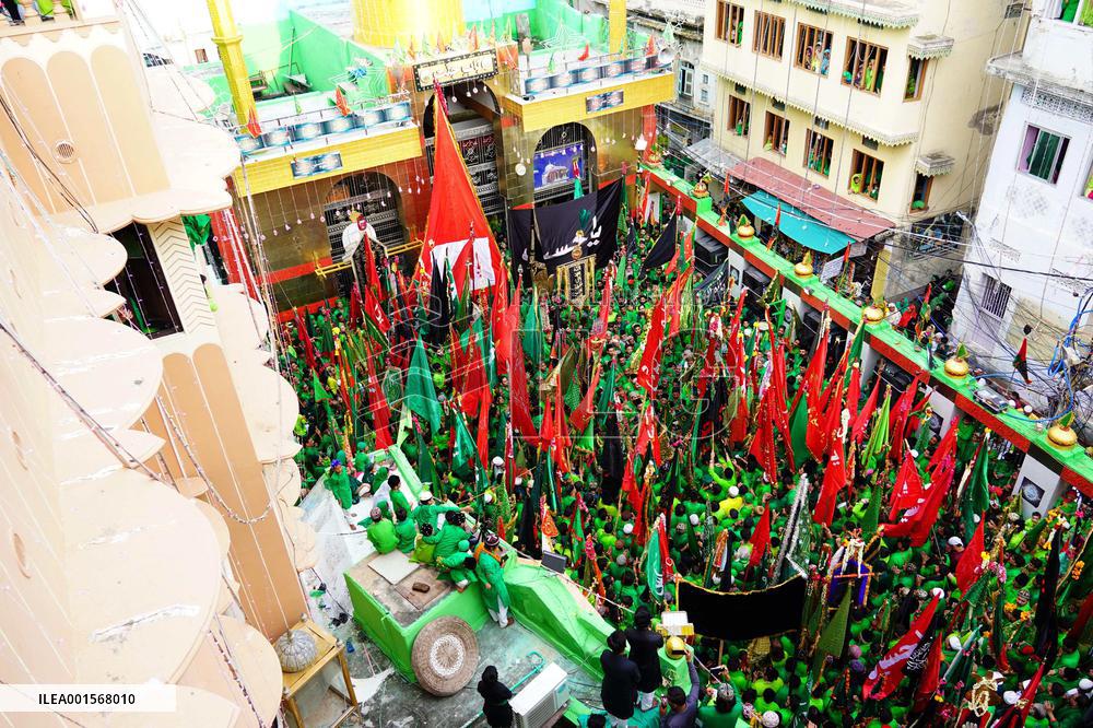 Indian Muslims Participate In A Procession In Memory Of Abbas Alamdar - Rajasthan