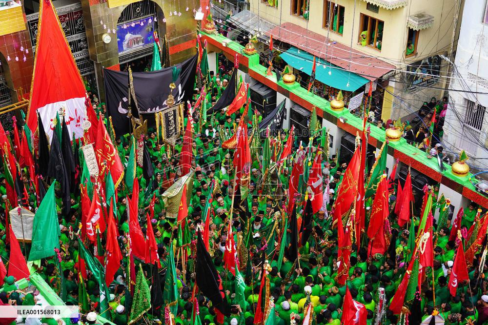 Indian Muslims Participate In A Procession In Memory Of Abbas Alamdar - Rajasthan